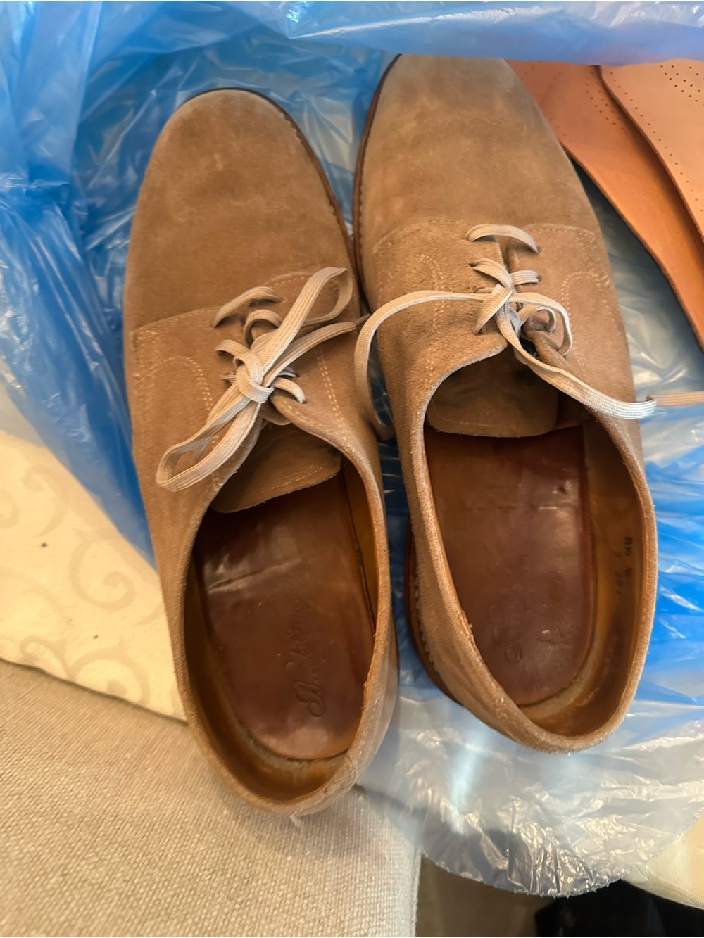 Men's Suede Derby Shoes in Light Brown Brooks brothers